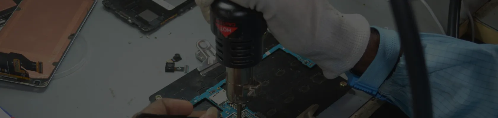 Chip-level mobile repair underway at the e-Mag Bangalore facility